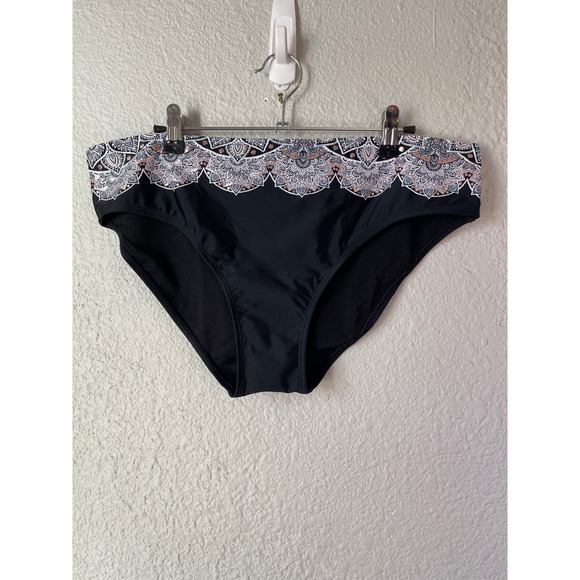 Swimsuits‎ for All Black Bikini Swim Bottom Plus Size 16 NWT Paisley Trim - Picture 4 of 4
